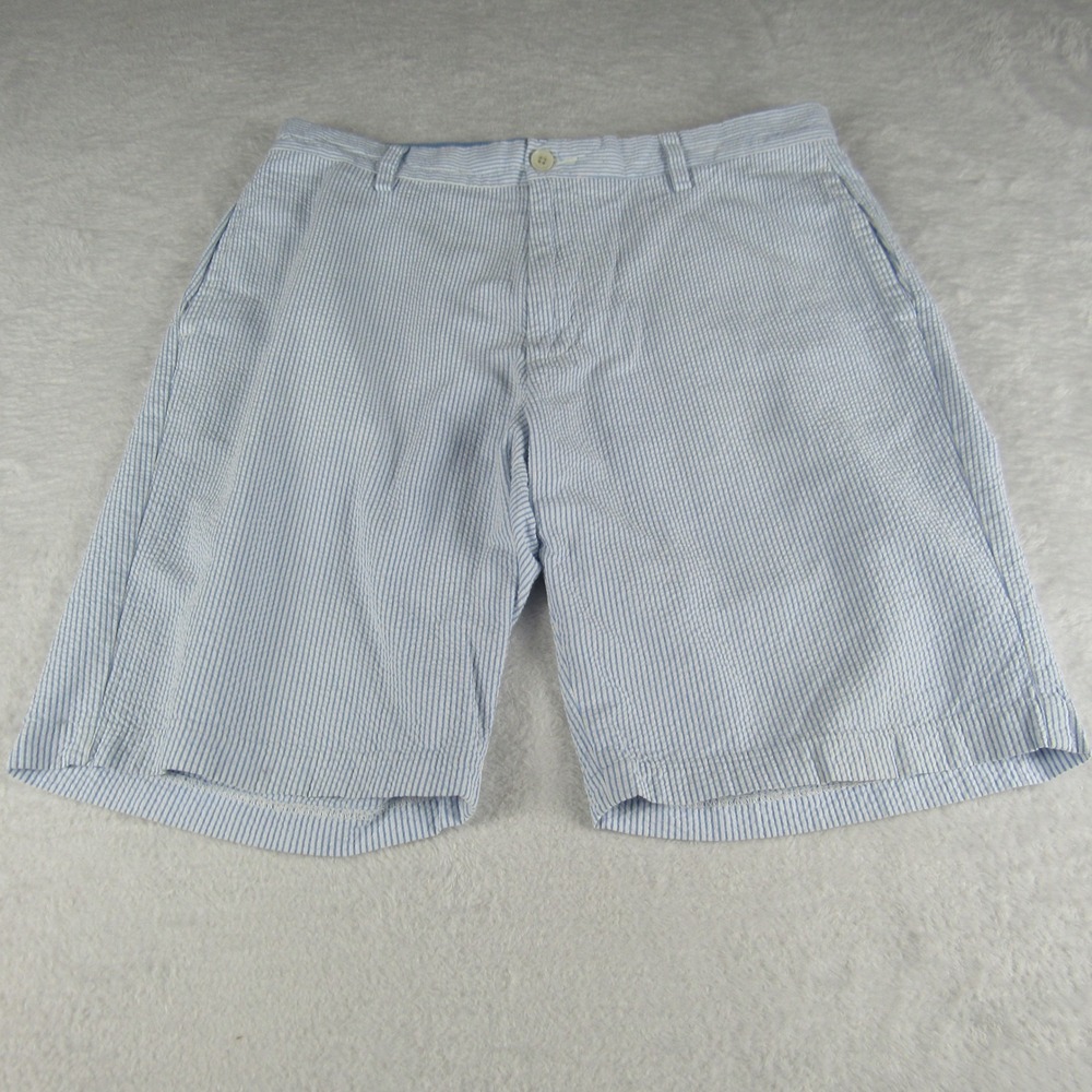 Nautica Seersucker Shorts Mens 34W Blue White Striped Cotton Casual